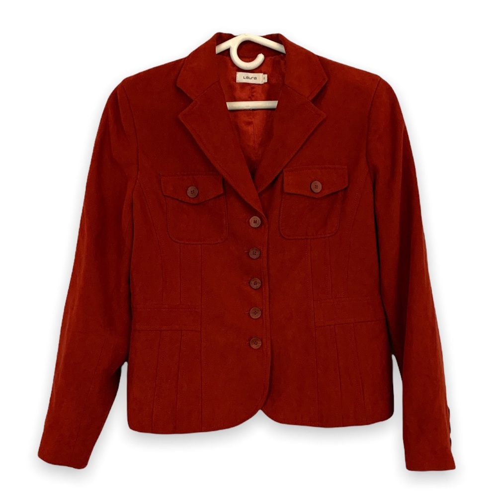EUC Laura Blazer Jacket - Size 8 Small - Deep Brick Red